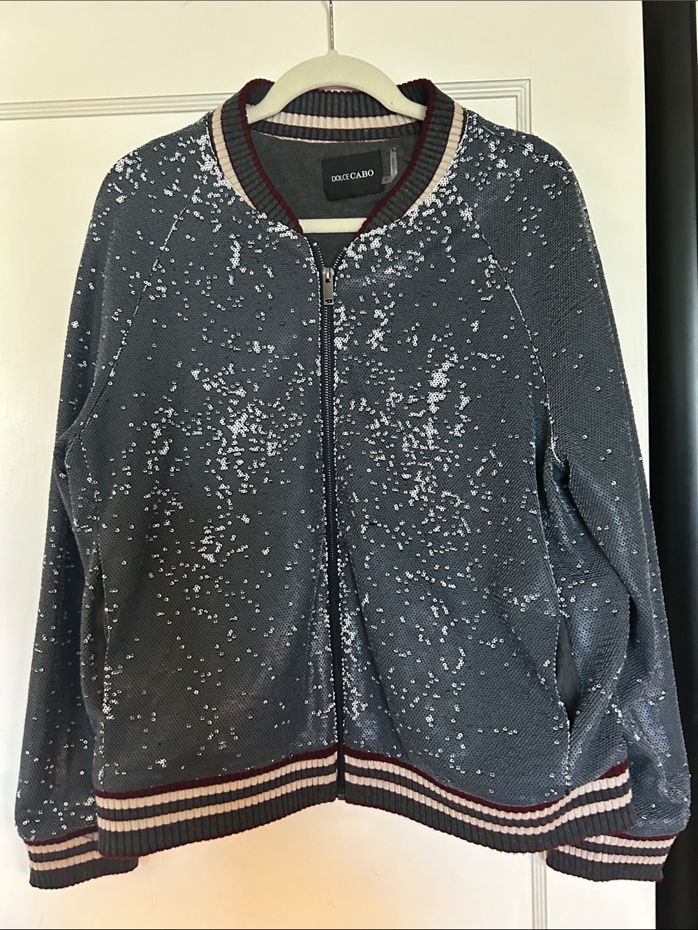 Dolce Cabo Navy Bomber Jacket with White Speckle